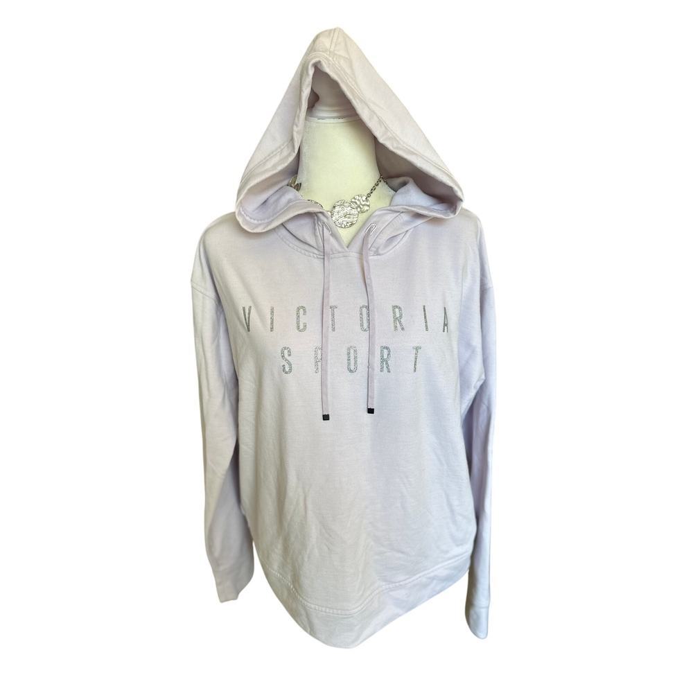 Victoria's Secret Sport Purple Fleece Sweater, Holographic Logo, Women's Medium